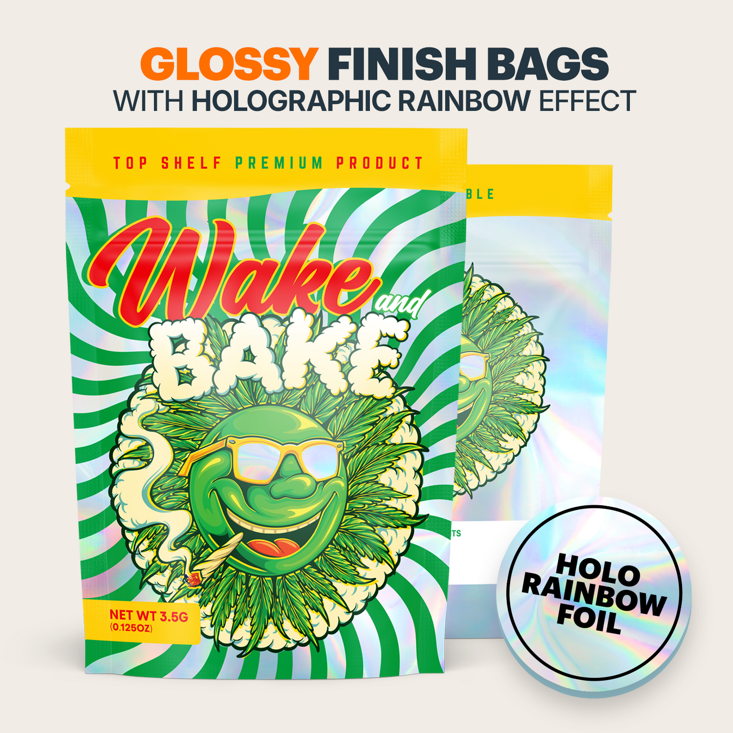 Wake and Bake Mylar Bags (x 100)