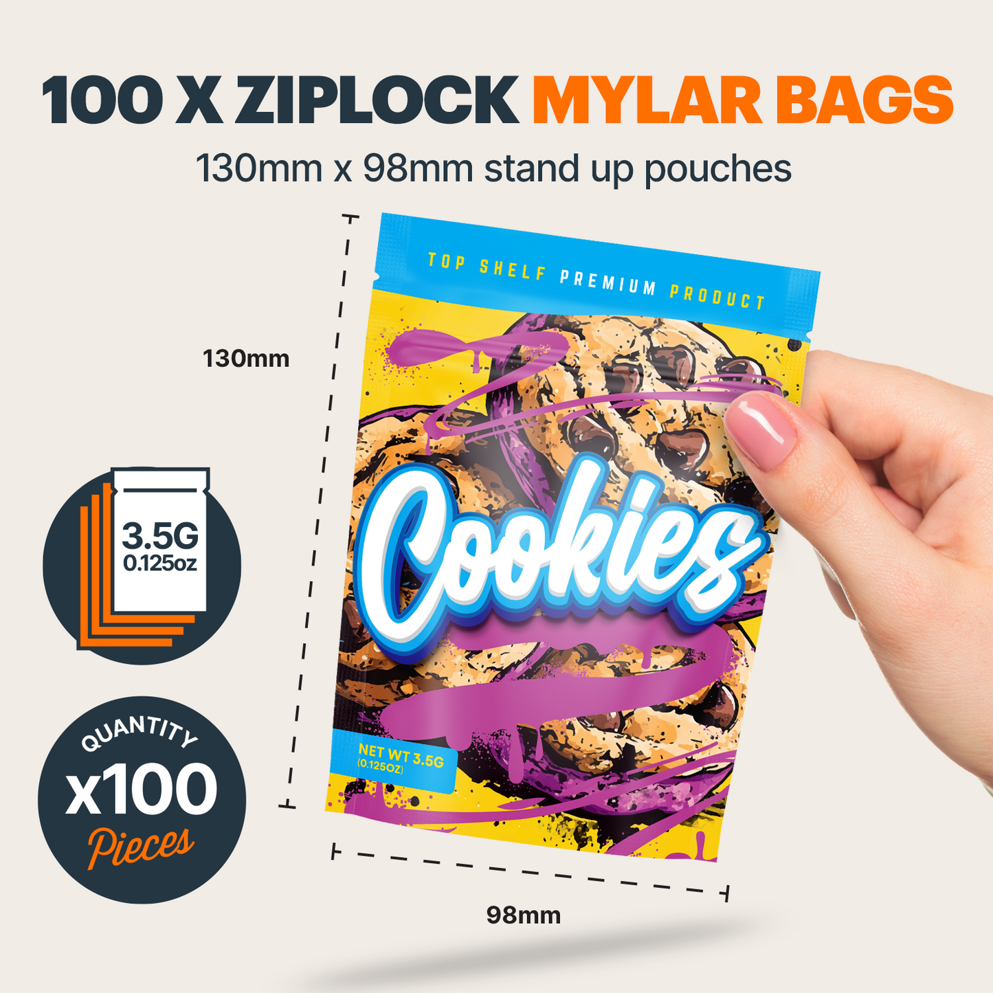 Cookies Mylar Bags (x 100)