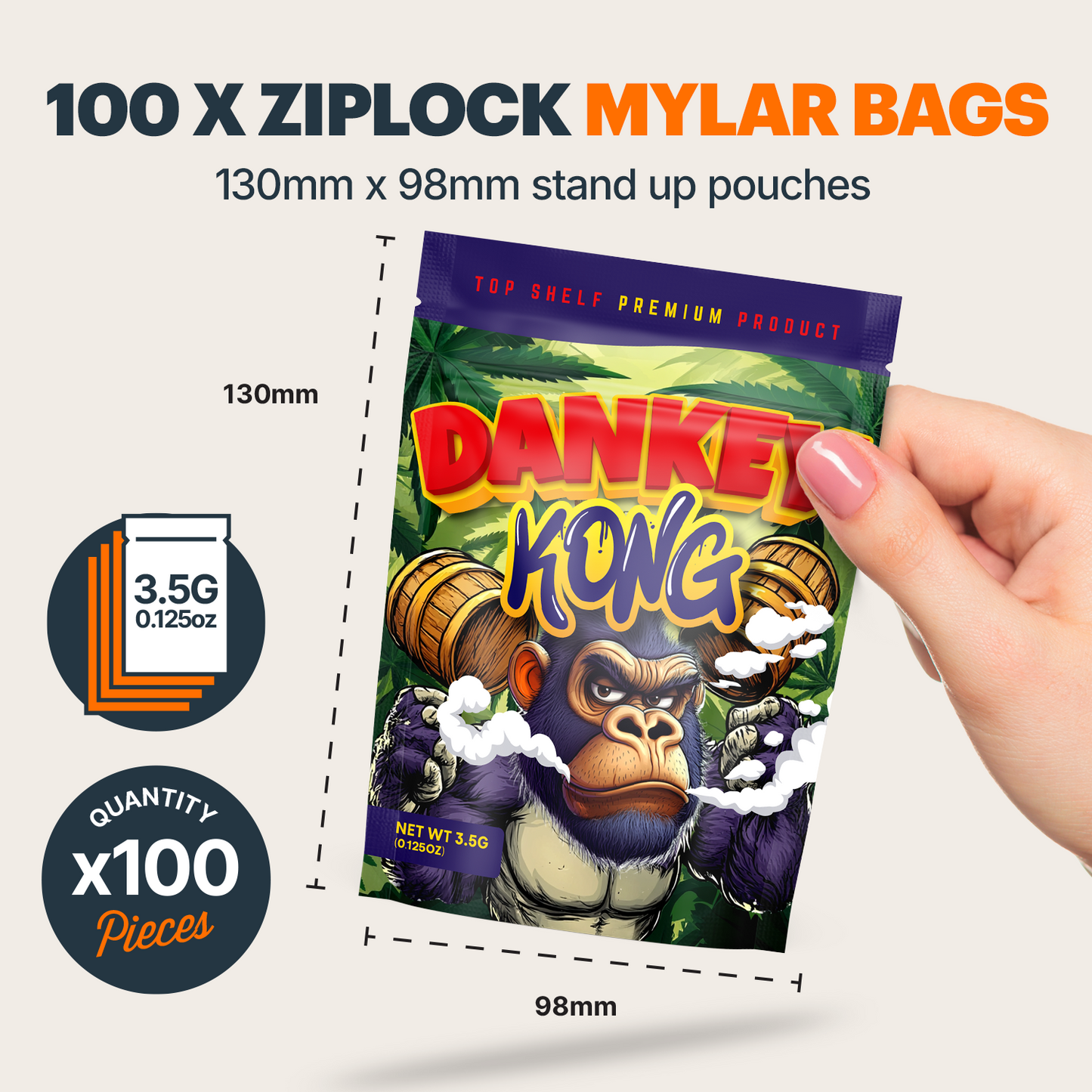Dankey Kong Mylar Bags (x 100)
