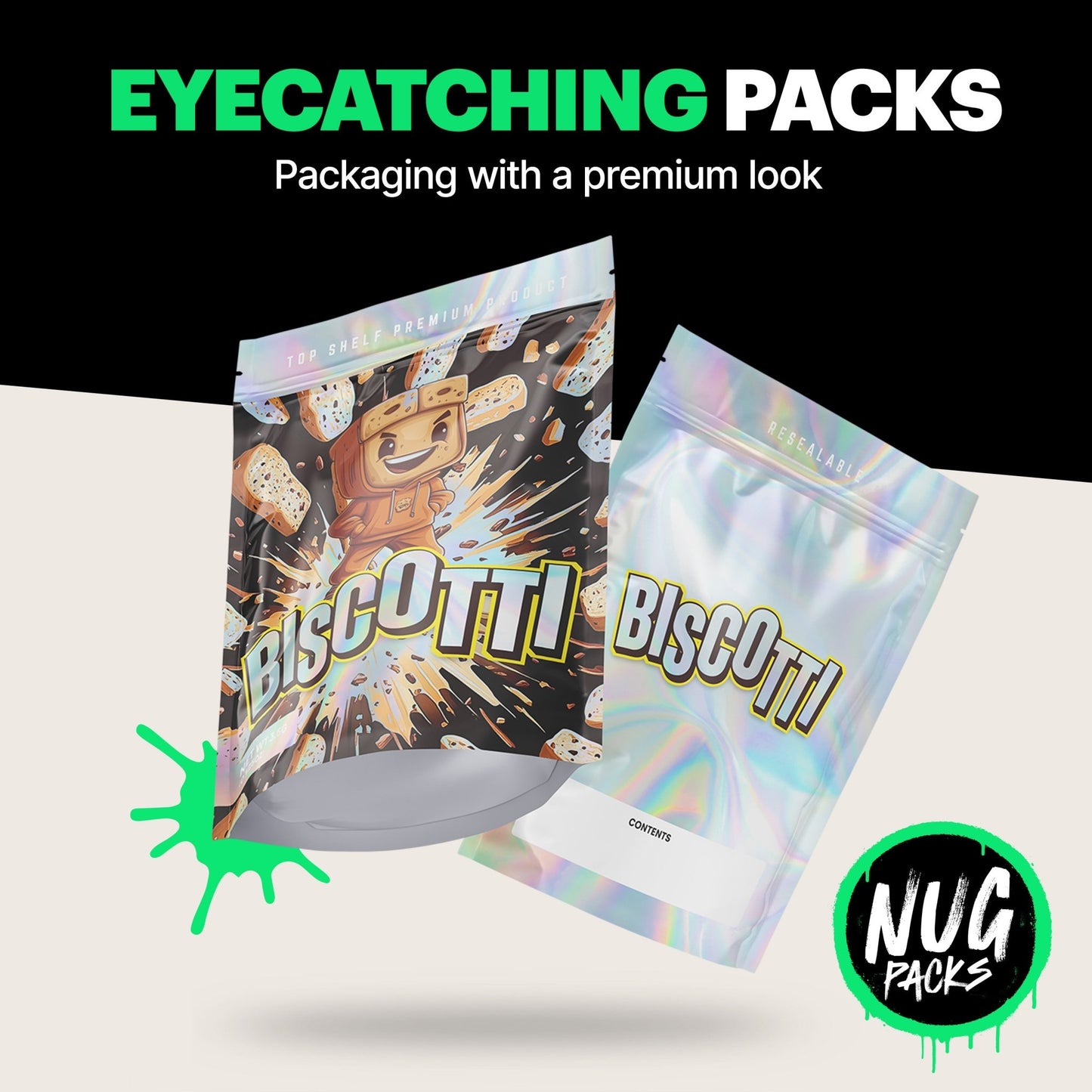 Biscotti Mylar Bags (x 100) - Nebula Nugs