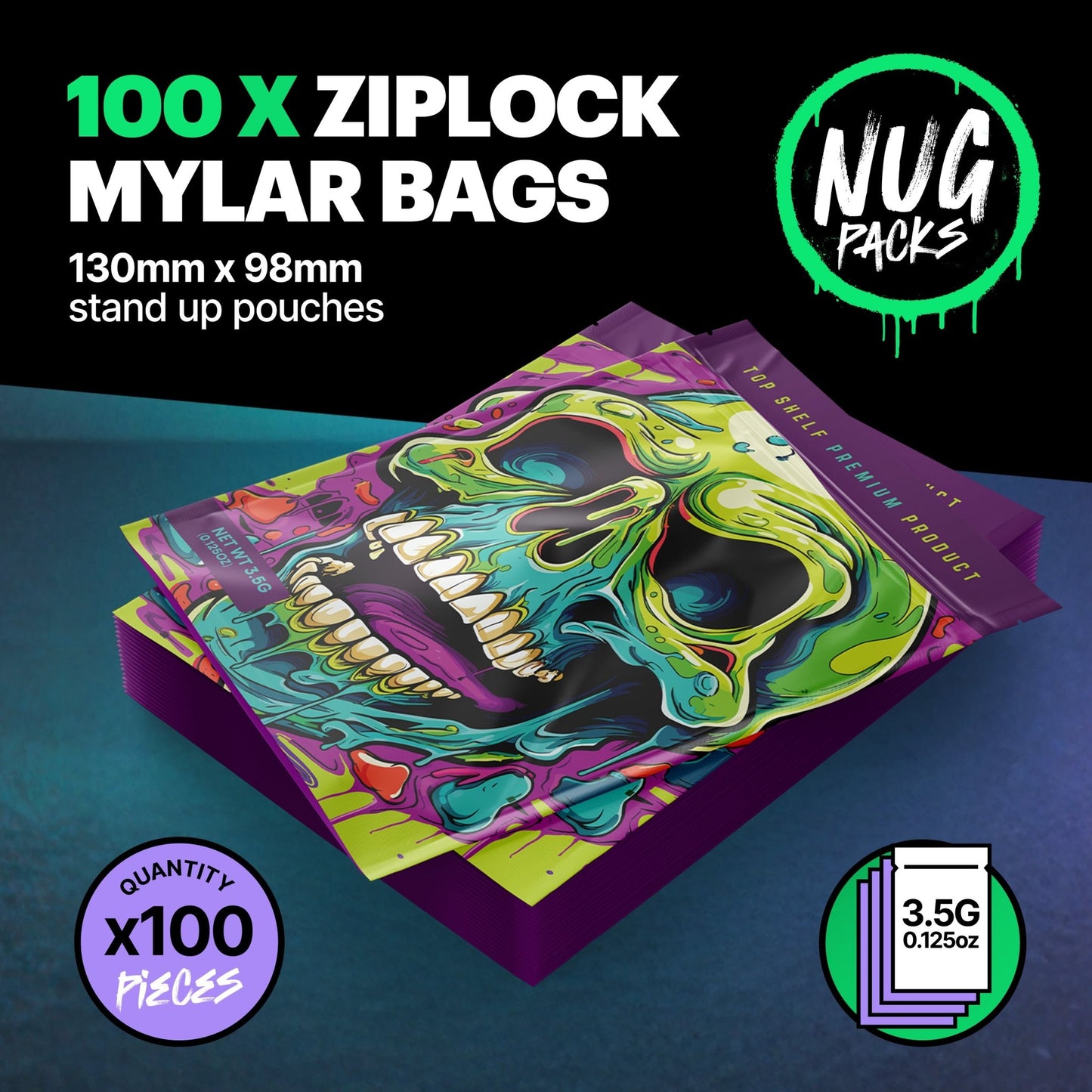 Brain Melt Mylar Bags (x 100) - Nebula Nugs