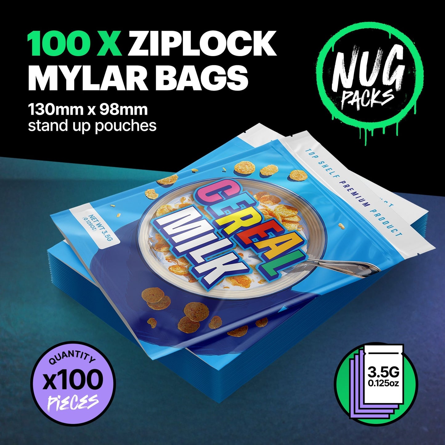 Cereal Milk Mylar Bags (x 100) - Nebula Nugs