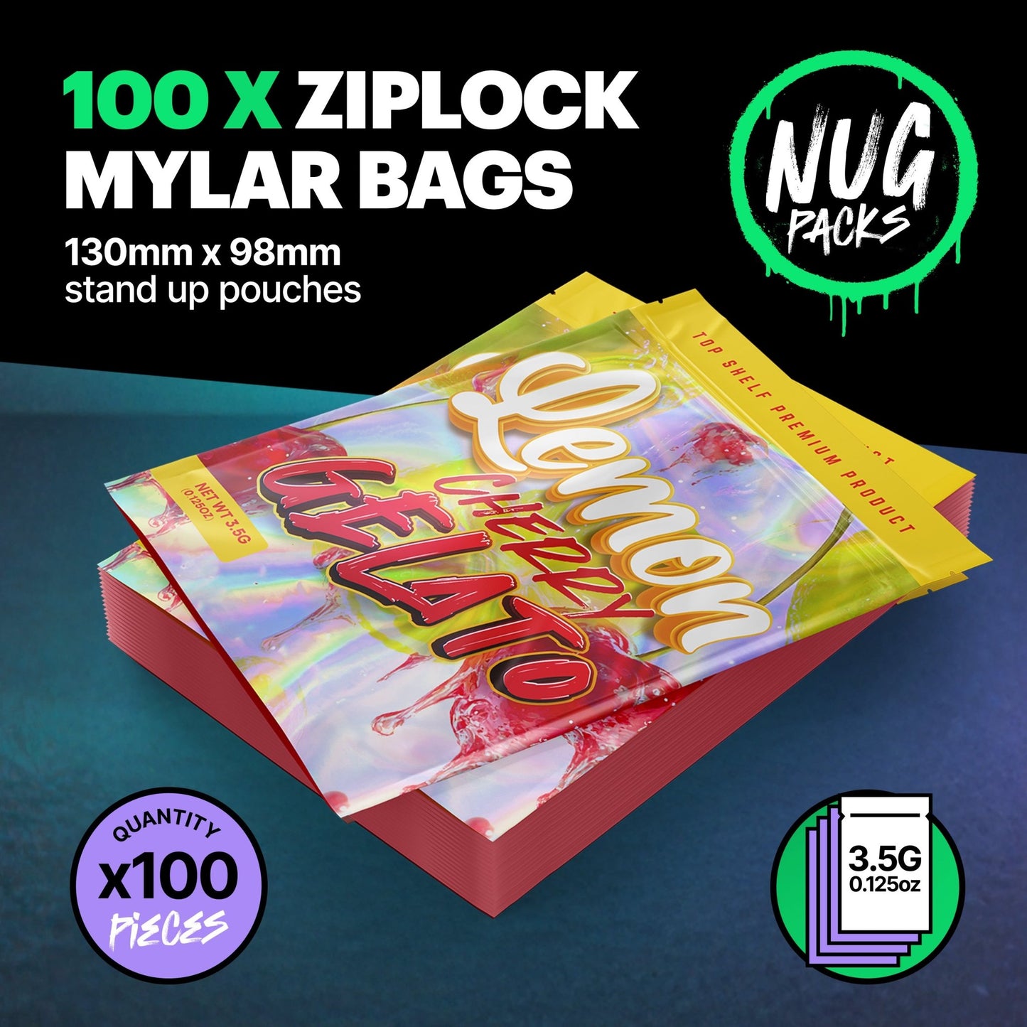 Lemon Cherry Gelato Mylar Bags (x 100) - Nebula Nugs