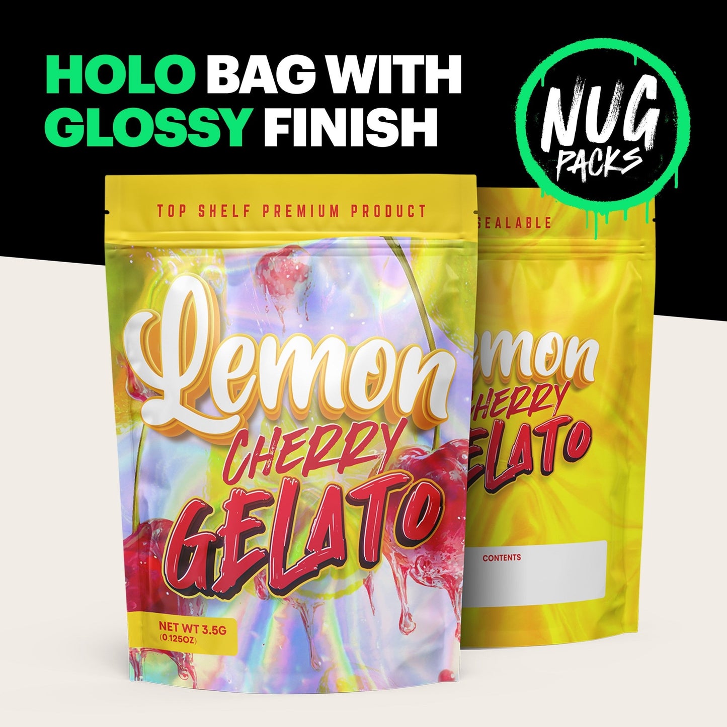 Lemon Cherry Gelato Mylar Bags (x 100) - Nebula Nugs