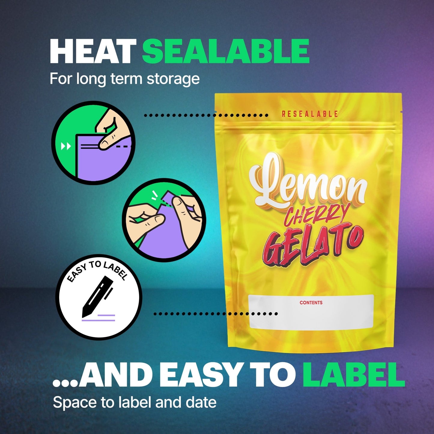 Lemon Cherry Gelato Mylar Bags (x 100) - Nebula Nugs