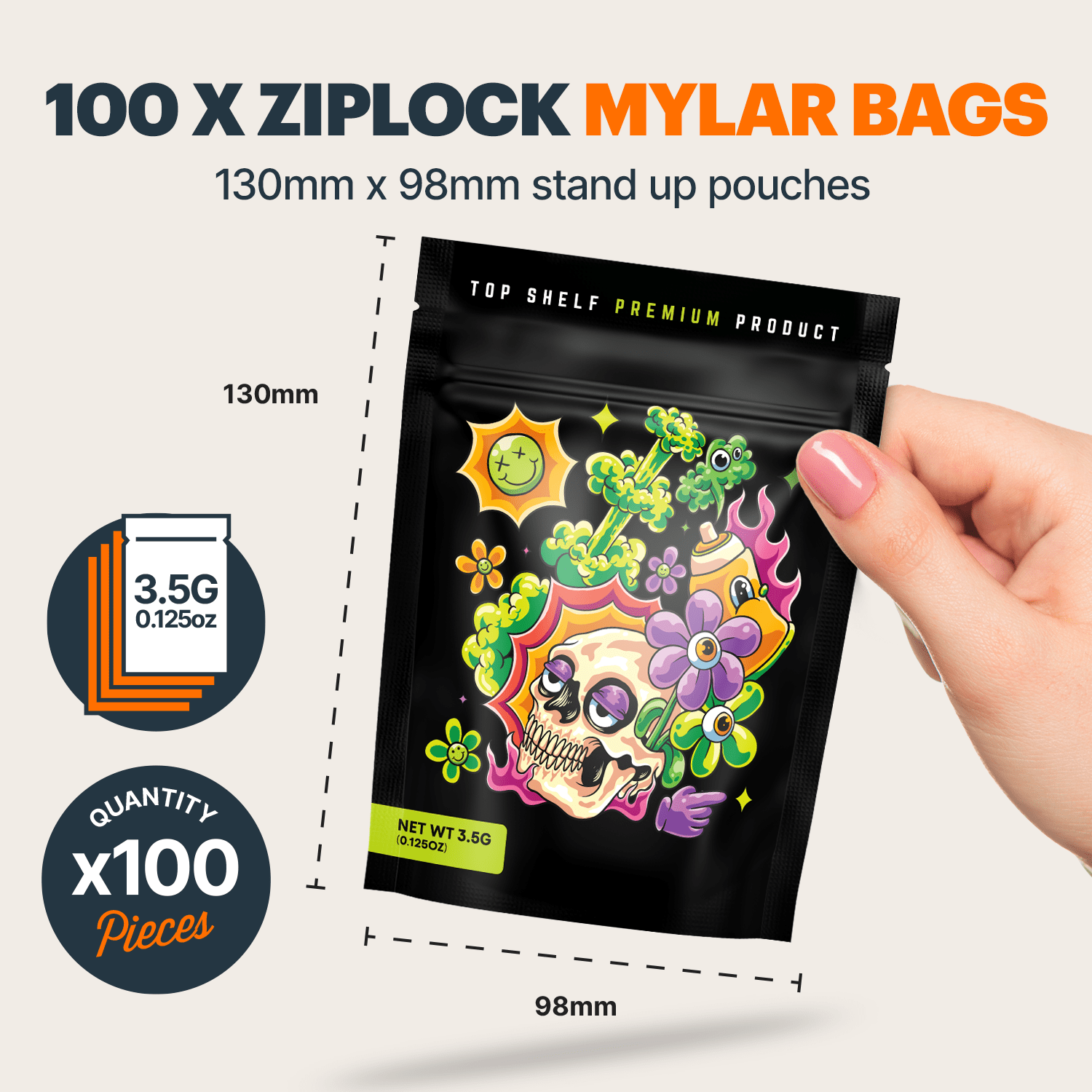 Skull Mylar Bags (x 100) - Nebula Nugs