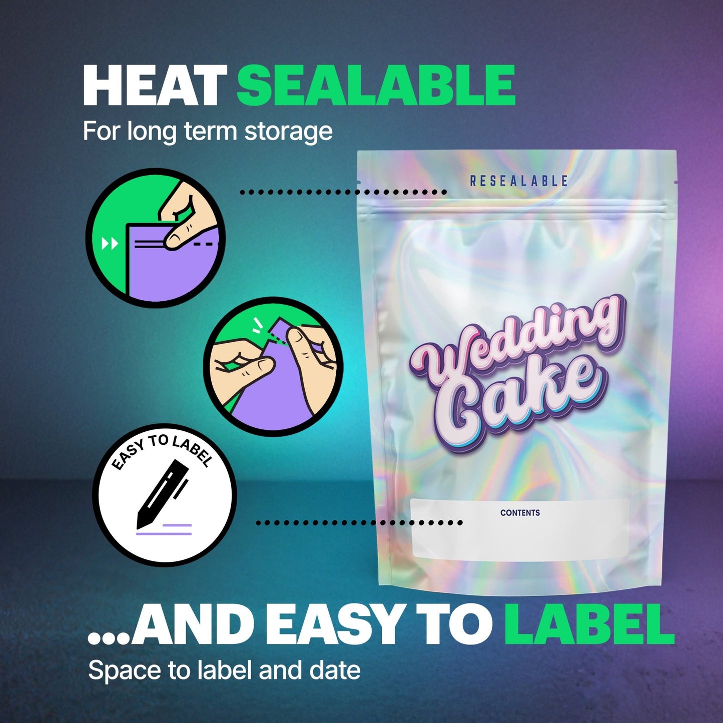 Wedding Cake Mylar Bags (x 100) - Nebula Nugs
