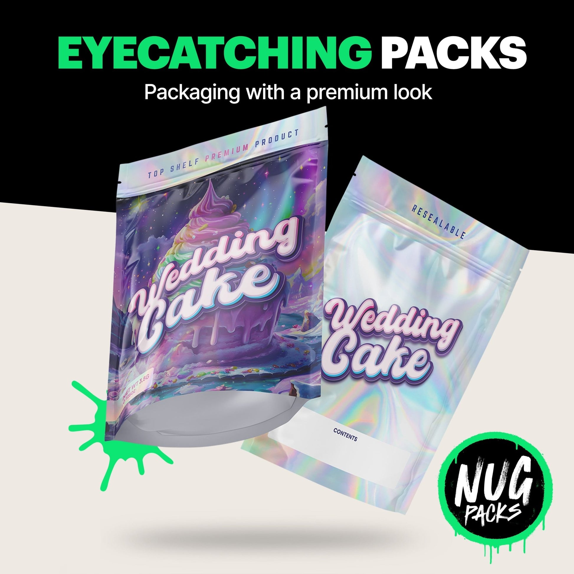 Wedding Cake Mylar Bags (x 100) - Nebula Nugs